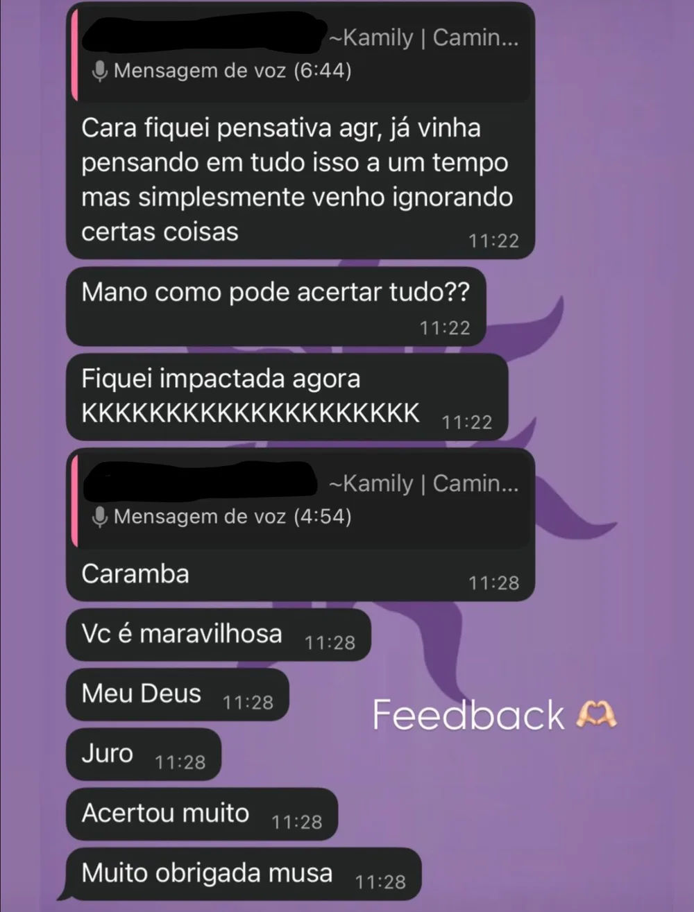 Depoimento de cliente em print de conversa — 6 de 10