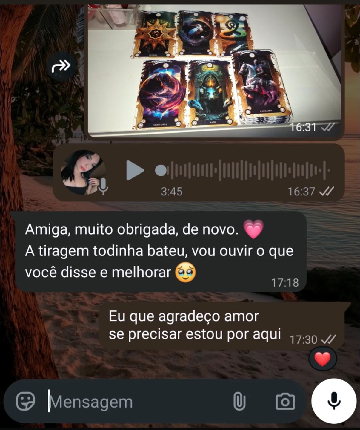 Depoimento de cliente em print de conversa — 9 de 10